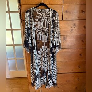 SHEIN Black and White Embroidered Top